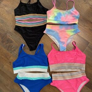 Cupshe Women's Swimwear Set - Black, Tie-Dye, Blue, Pink